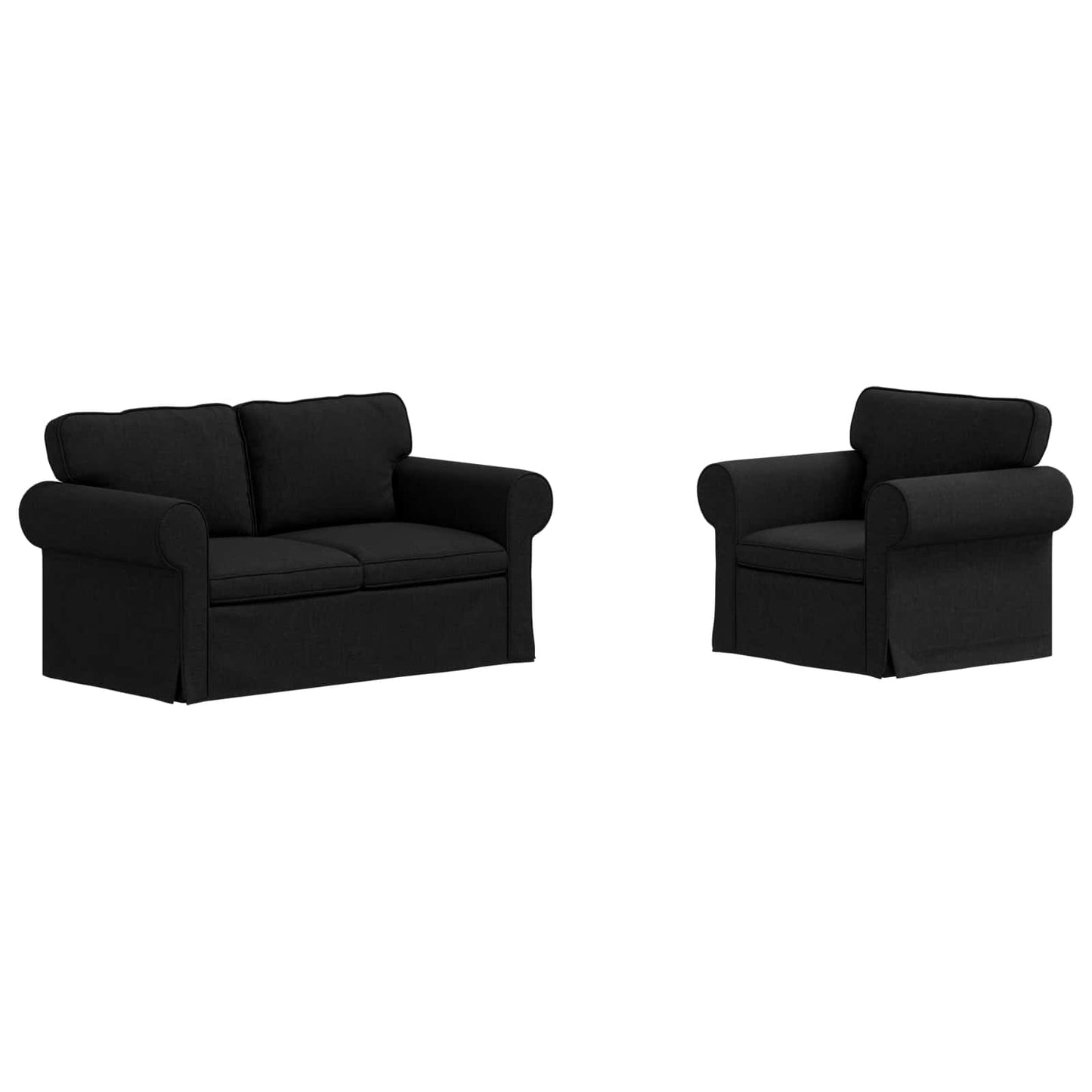 Kanapé Szett 2 pcs Fekete 155 x 82 x 80 cm szövet