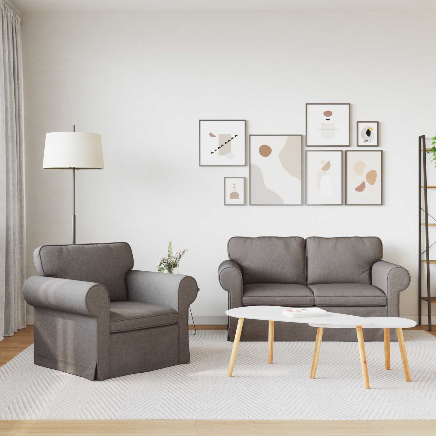 Kanapé Szett 2 pcs Tópszínű 155 x 82 x 80 cm szövet