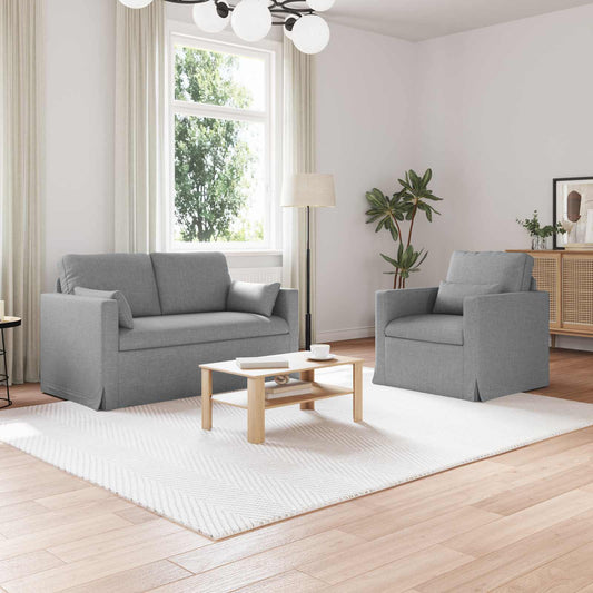 Kanapé Szett 2 pcs Világosszürke 139 x 78 x 80 cm szövet