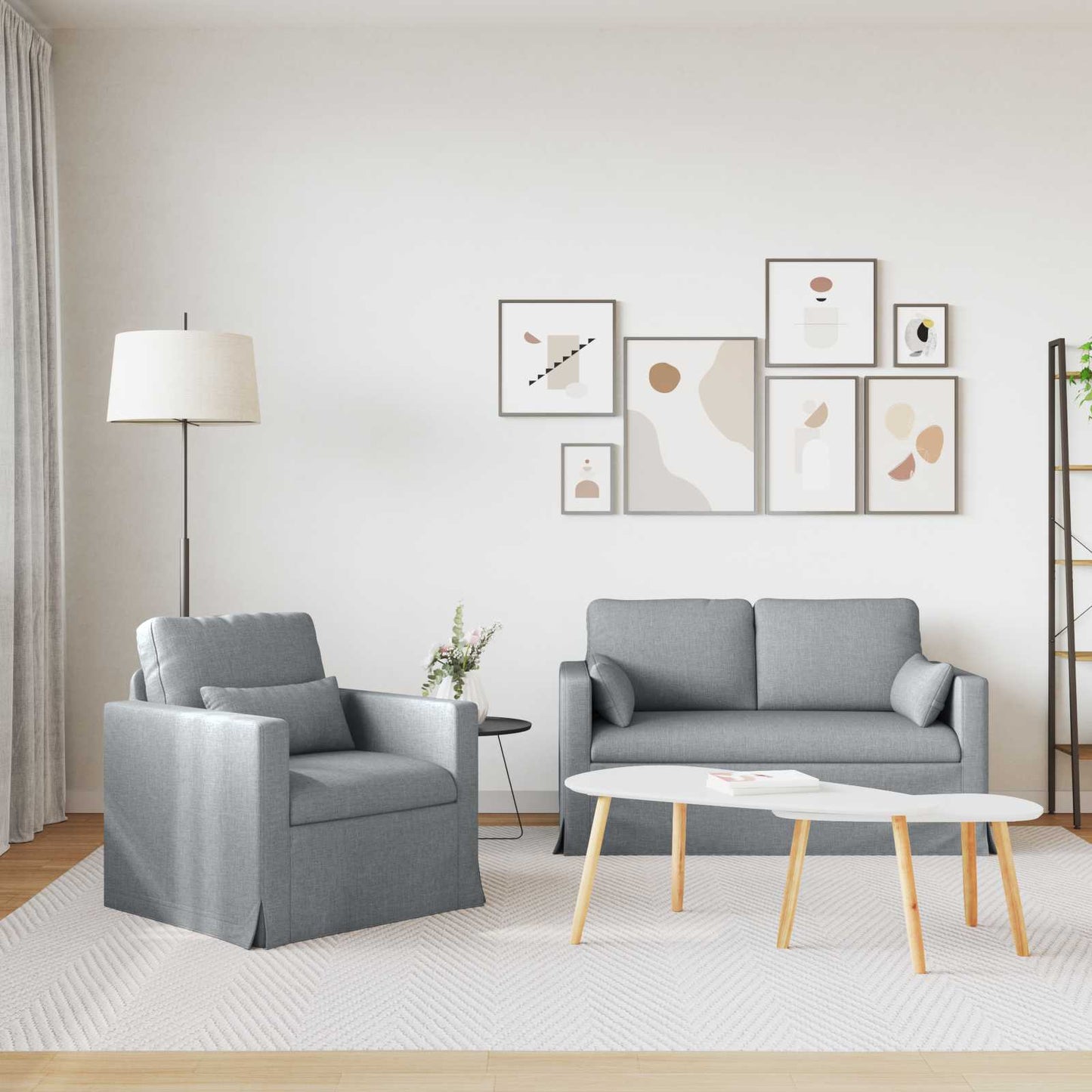 Kanapé Szett 2 pcs Világosszürke 139 x 78 x 80 cm szövet