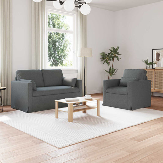 Kanapé Szett 2 pcs Sötétszürke 139 x 78 x 80 cm szövet