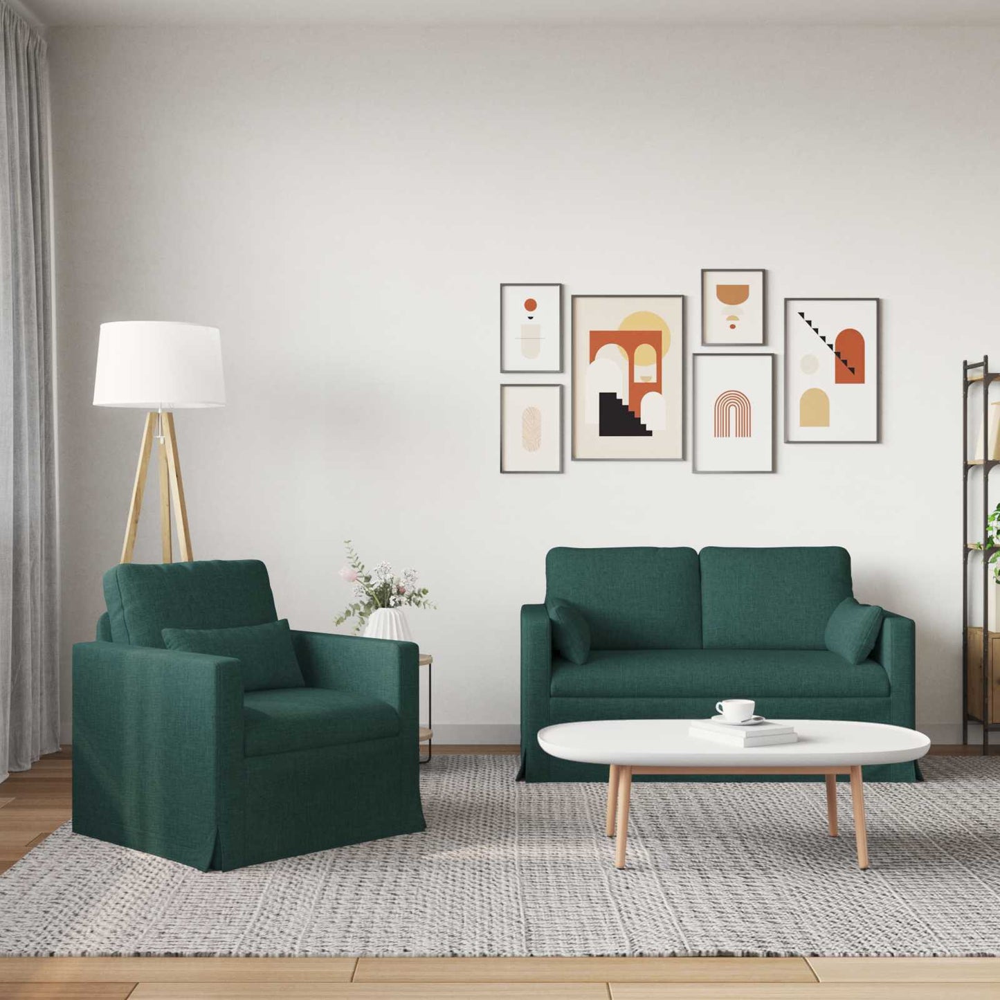 Kanapé Szett 2 pcs Sötétzöld 139 x 78 x 80 cm szövet