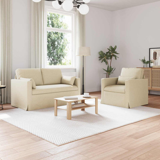 Kanapé Szett 2 pcs Krém 139 x 78 x 80 cm szövet