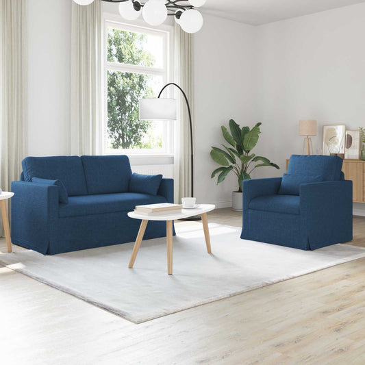 Kanapé Szett 2 pcs Kék 139 x 78 x 80 cm szövet