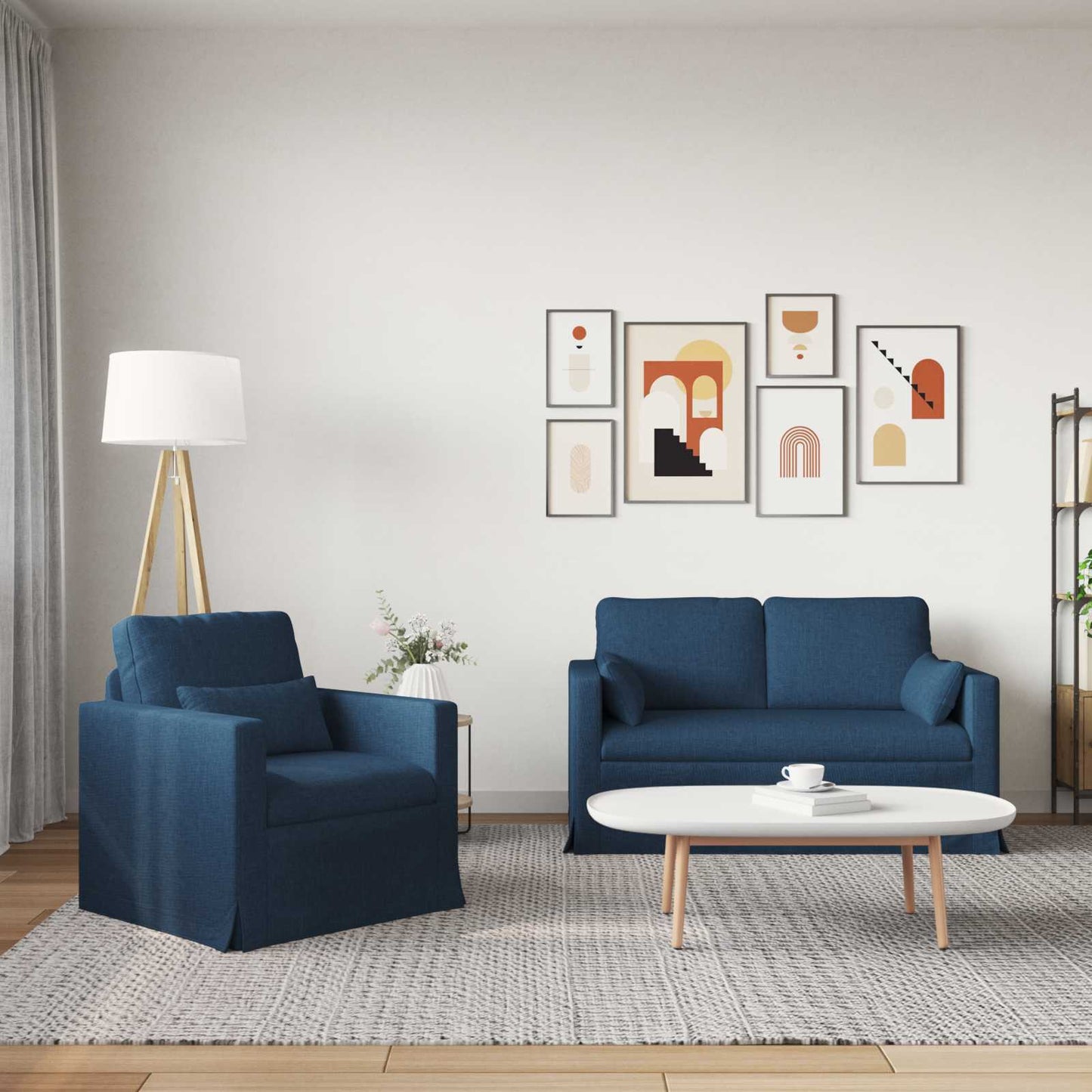 Kanapé Szett 2 pcs Kék 139 x 78 x 80 cm szövet
