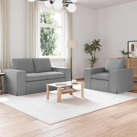 Kanapé Szett 2 pcs Világosszürke 162 x 80 x 82 cm szövet