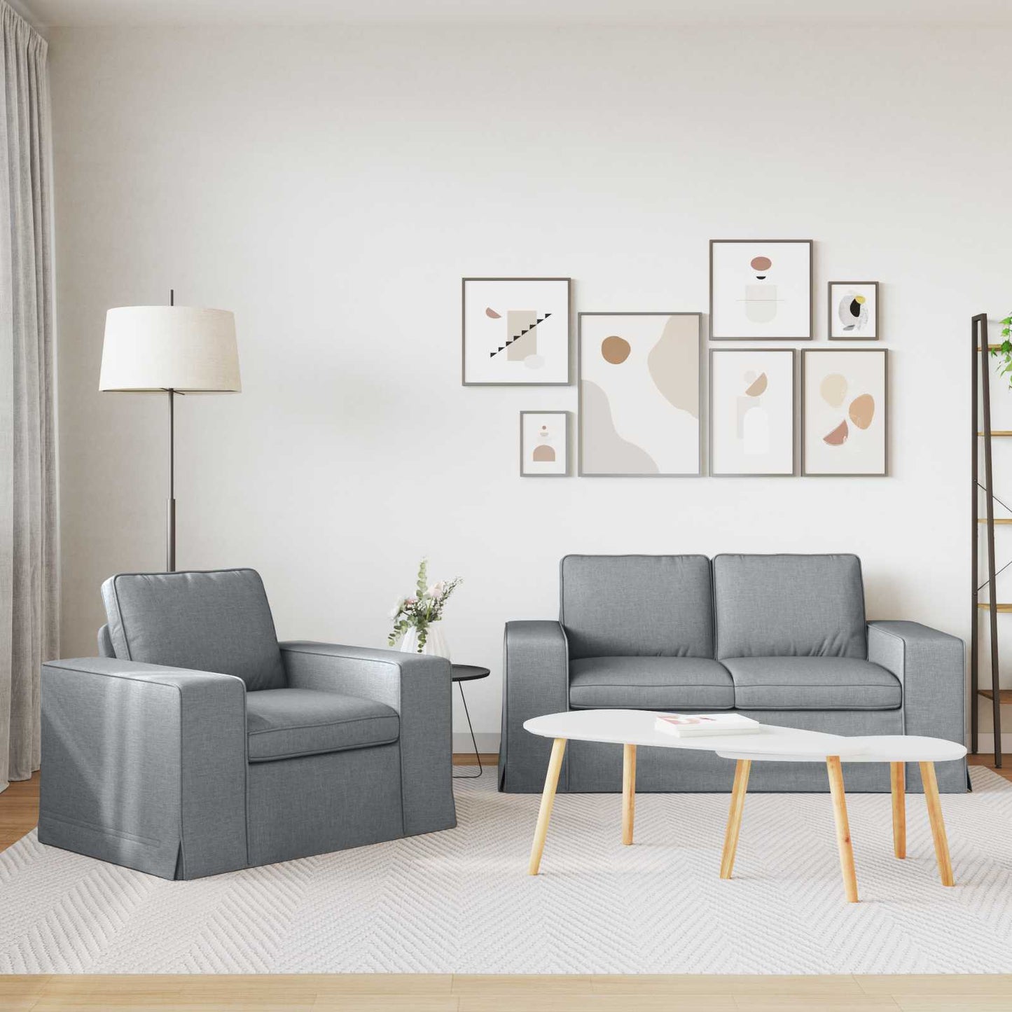 Kanapé Szett 2 pcs Világosszürke 162 x 80 x 82 cm szövet
