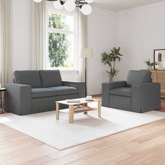 Kanapé Szett 2 pcs Sötétszürke 162 x 80 x 82 cm szövet