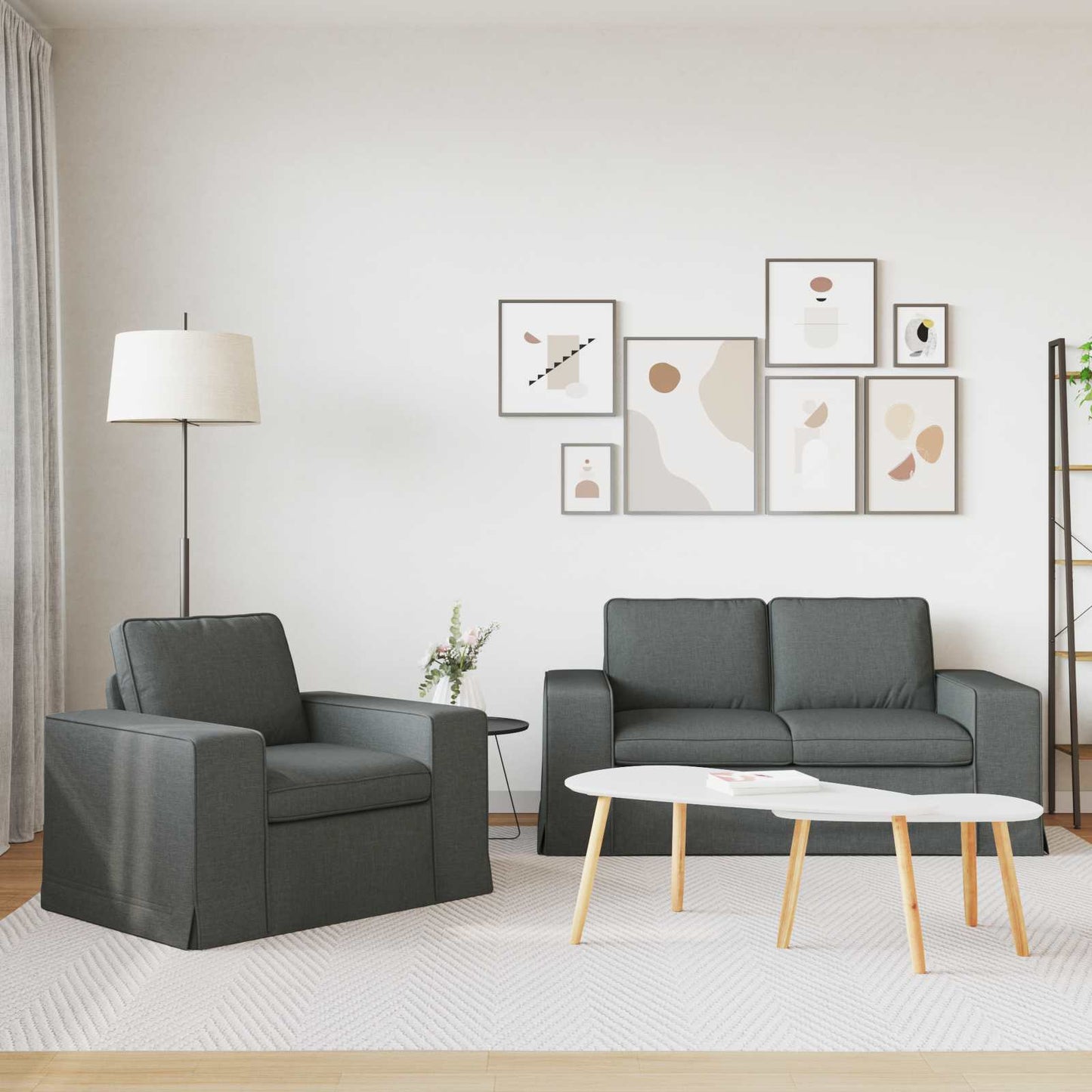 Kanapé Szett 2 pcs Sötétszürke 162 x 80 x 82 cm szövet