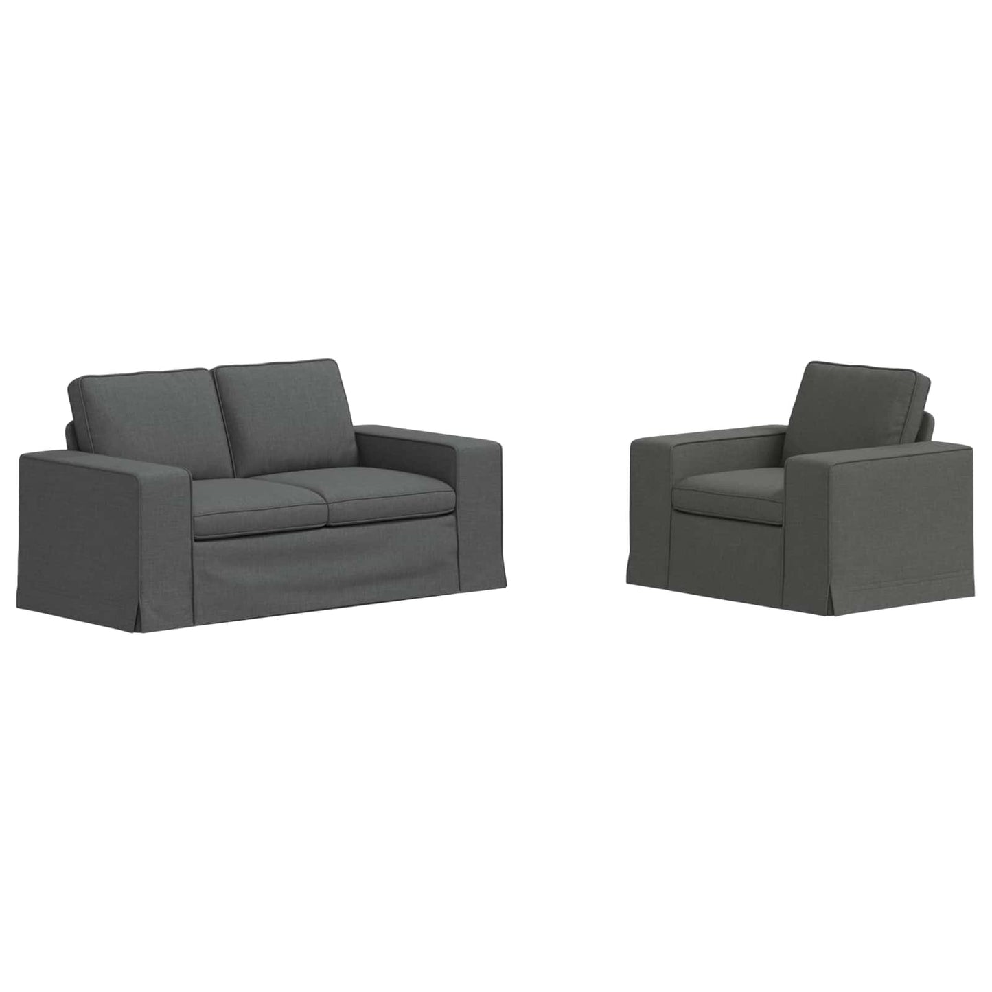 Kanapé Szett 2 pcs Sötétszürke 162 x 80 x 82 cm szövet