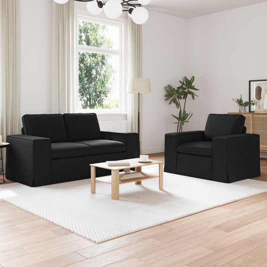 Kanapé Szett 2 pcs Fekete 162 x 80 x 82 cm szövet
