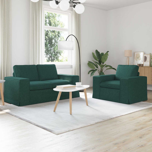 Kanapé Szett 2 pcs Sötétzöld 162 x 80 x 82 cm szövet