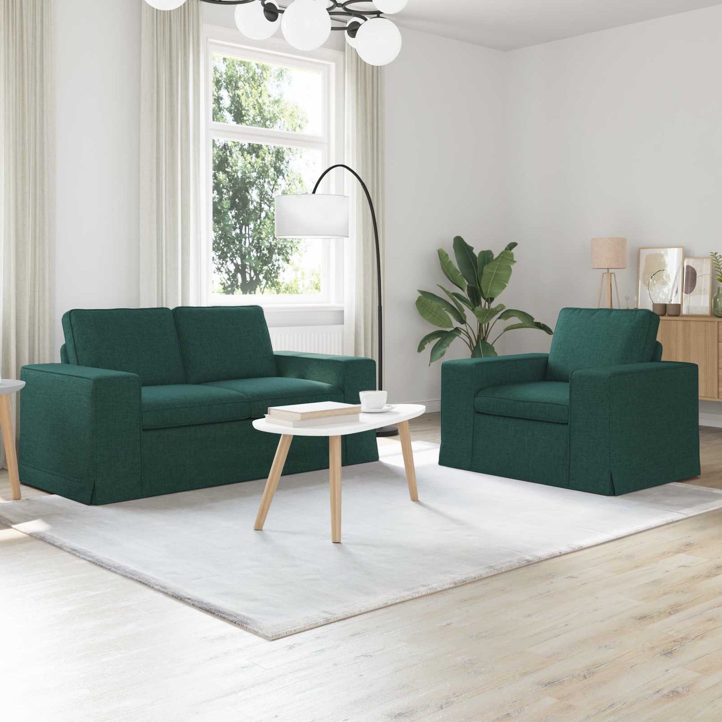 Kanapé Szett 2 pcs Sötétzöld 162 x 80 x 82 cm szövet