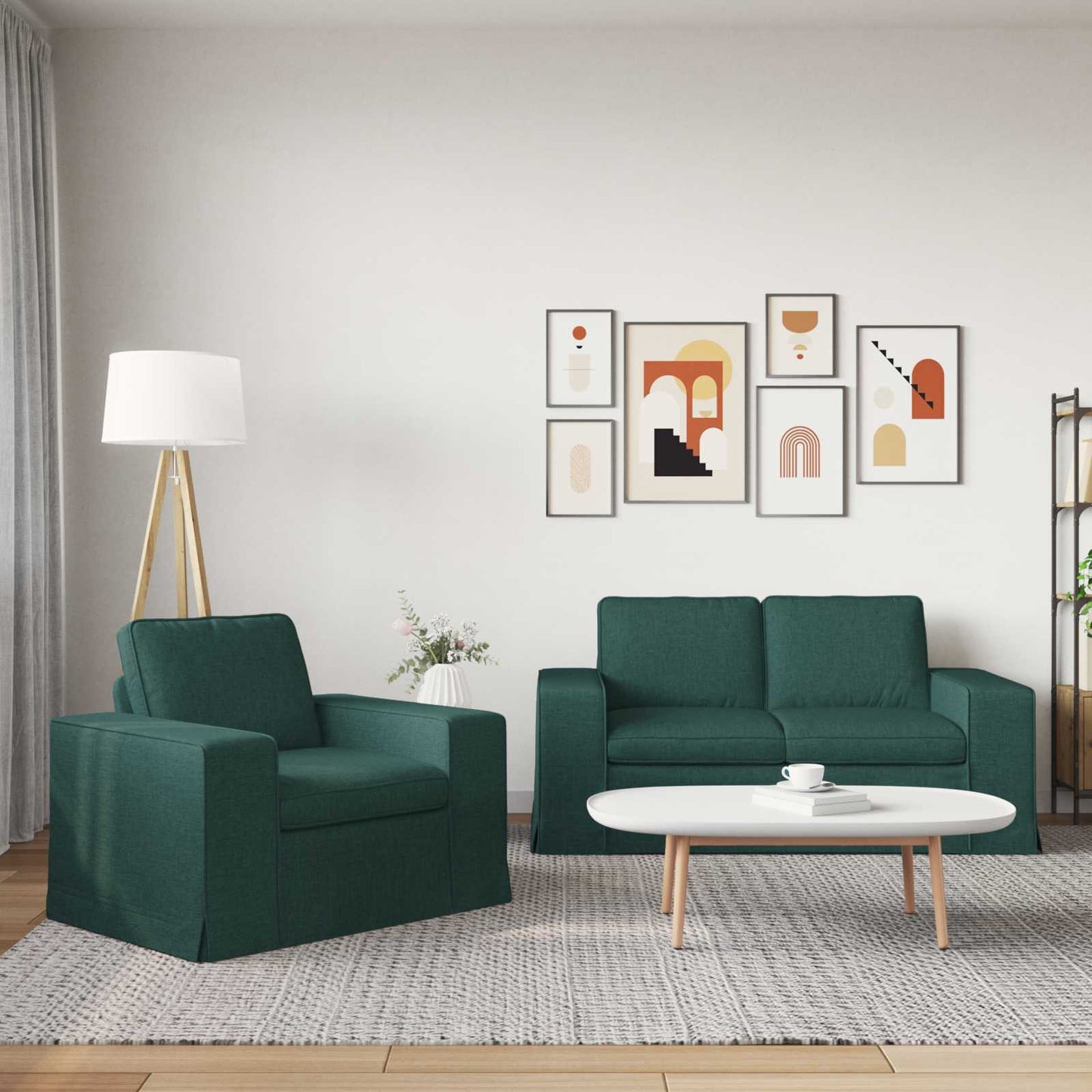 Kanapé Szett 2 pcs Sötétzöld 162 x 80 x 82 cm szövet