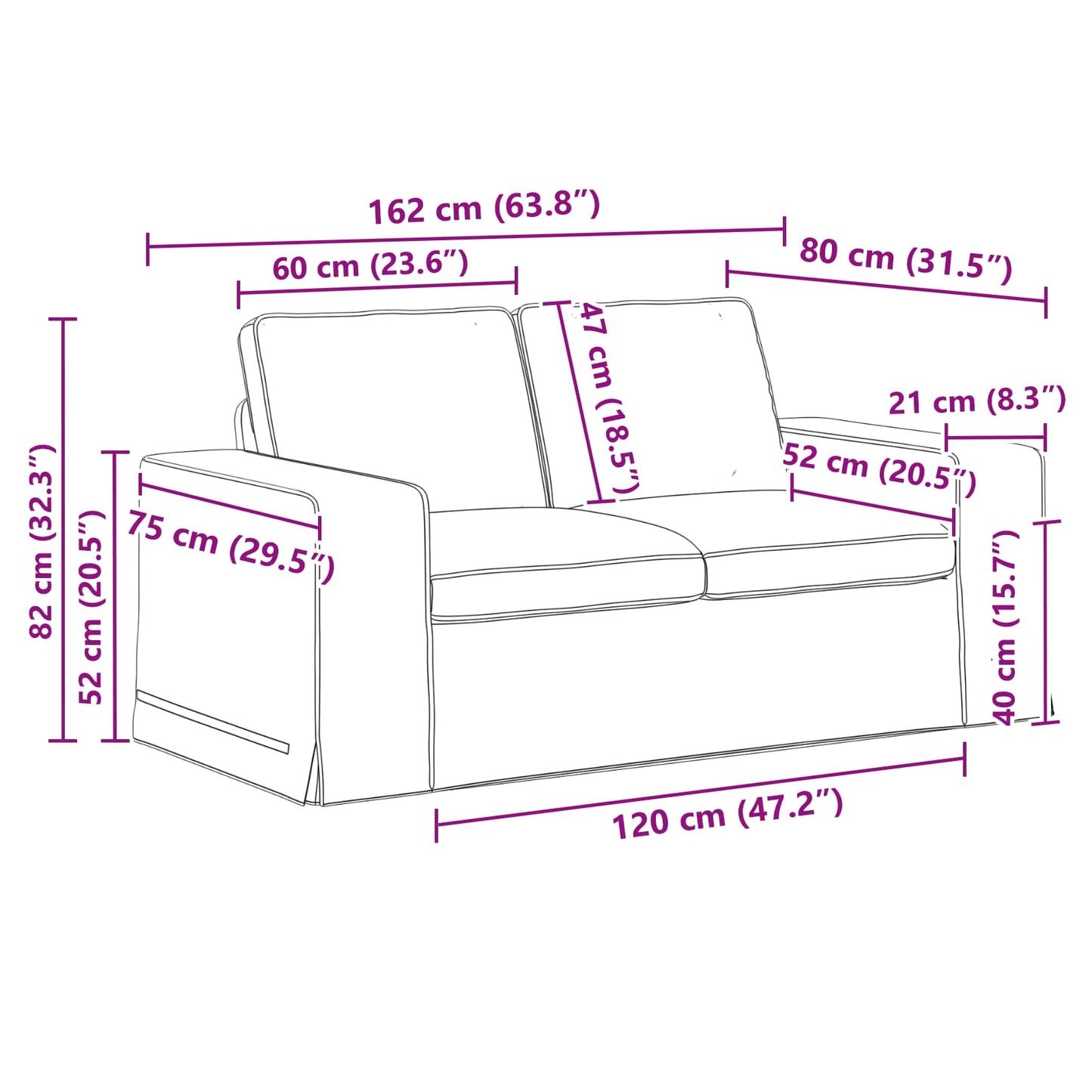 Kanapé Szett 2 pcs Tópszínű 162 x 80 x 82 cm szövet