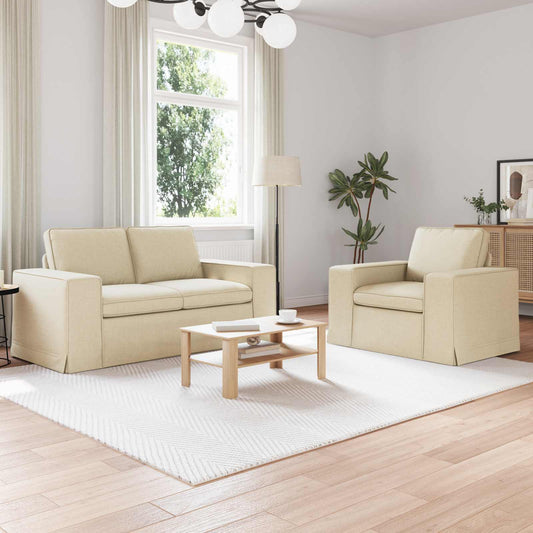 Kanapé Szett 2 pcs Krém 162 x 80 x 82 cm szövet