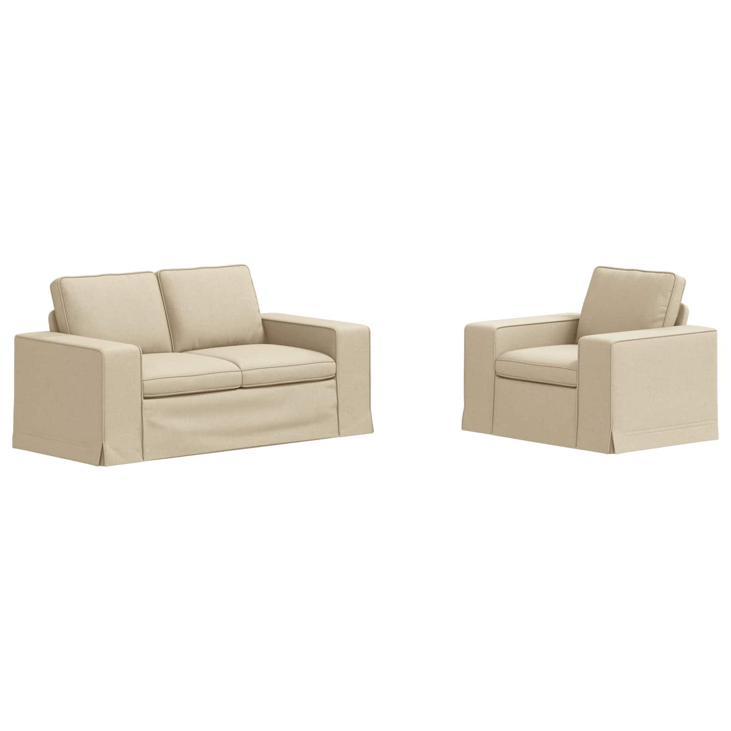 Kanapé Szett 2 pcs Krém 162 x 80 x 82 cm szövet