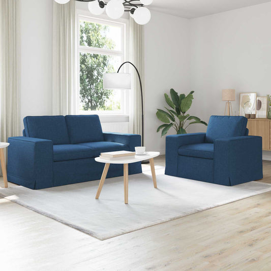Kanapé Szett 2 pcs Kék 162 x 80 x 82 cm szövet