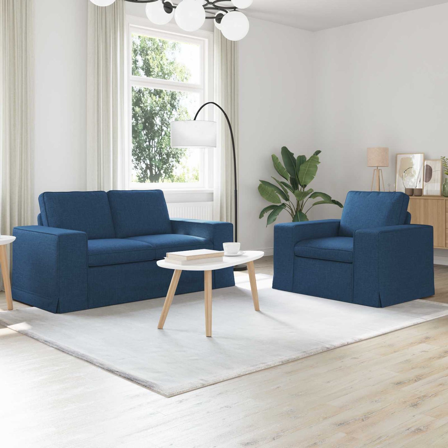 Kanapé Szett 2 pcs Kék 162 x 80 x 82 cm szövet