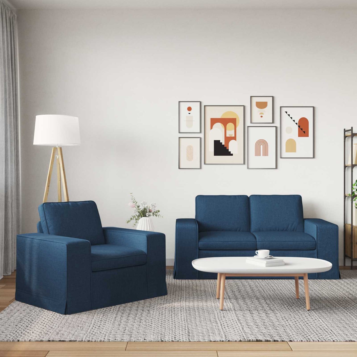 Kanapé Szett 2 pcs Kék 162 x 80 x 82 cm szövet