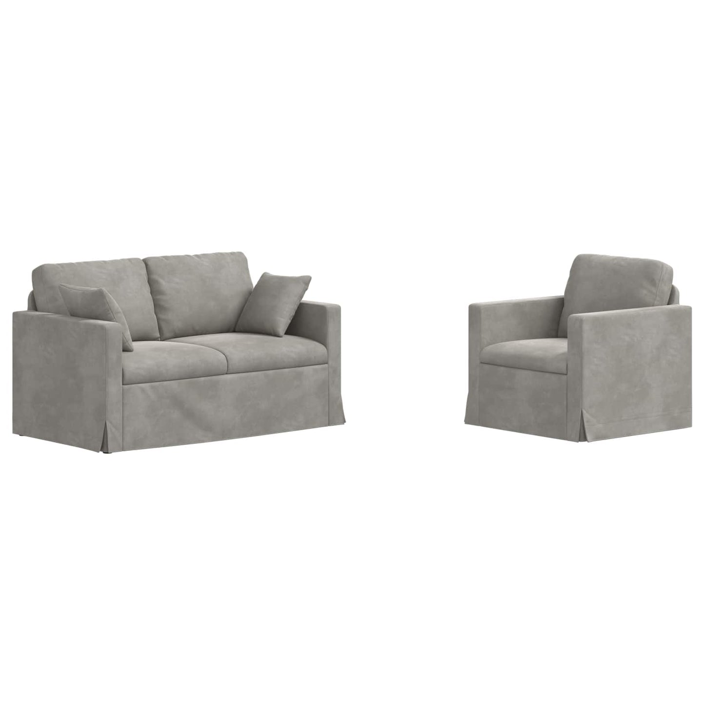 Kanapé Szett 2 pcs Világosszürke 138 x 78 x 80 cm Bársony