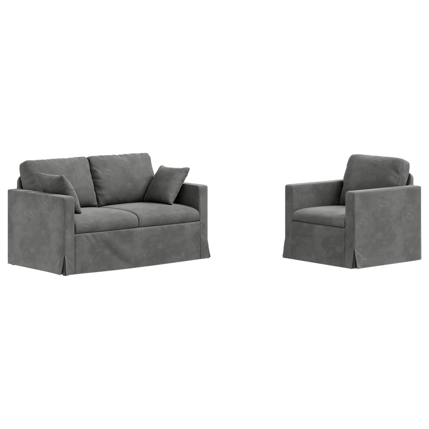Kanapé Szett 2 pcs Sötétszürke 138 x 78 x 80 cm Bársony