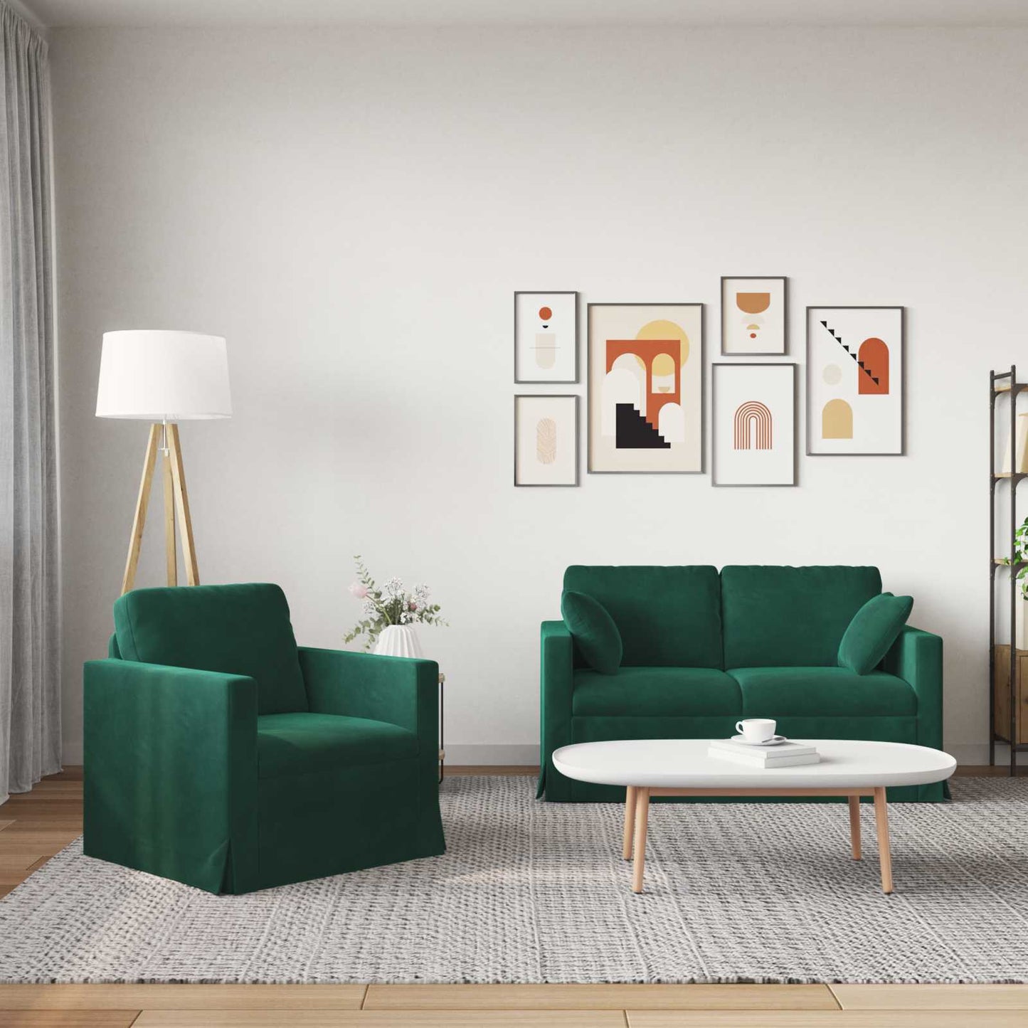 Kanapé Szett 2 pcs Sötétzöld 138 x 78 x 80 cm Bársony