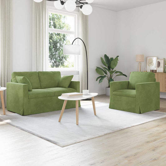 Kanapé Szett 2 pcs Világos zöld 138 x 78 x 80 cm Bársony