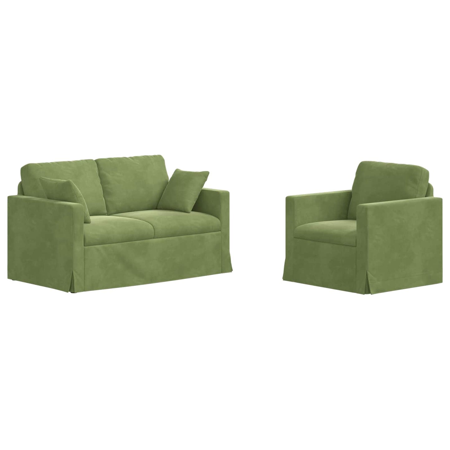 Kanapé Szett 2 pcs Világos zöld 138 x 78 x 80 cm Bársony