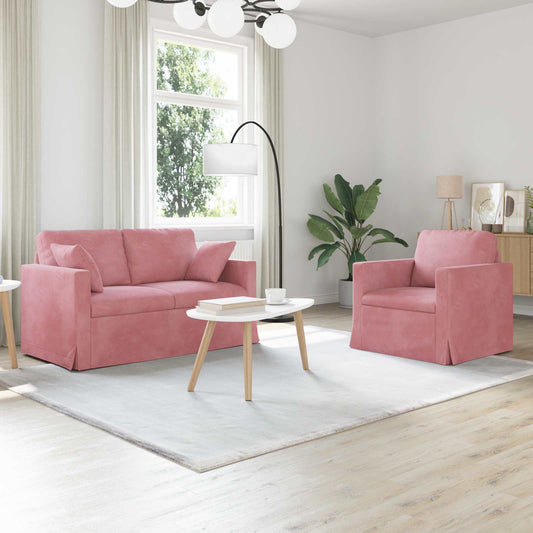 Kanapé Szett 2 pcs Rózsaszín 138 x 78 x 80 cm Bársony