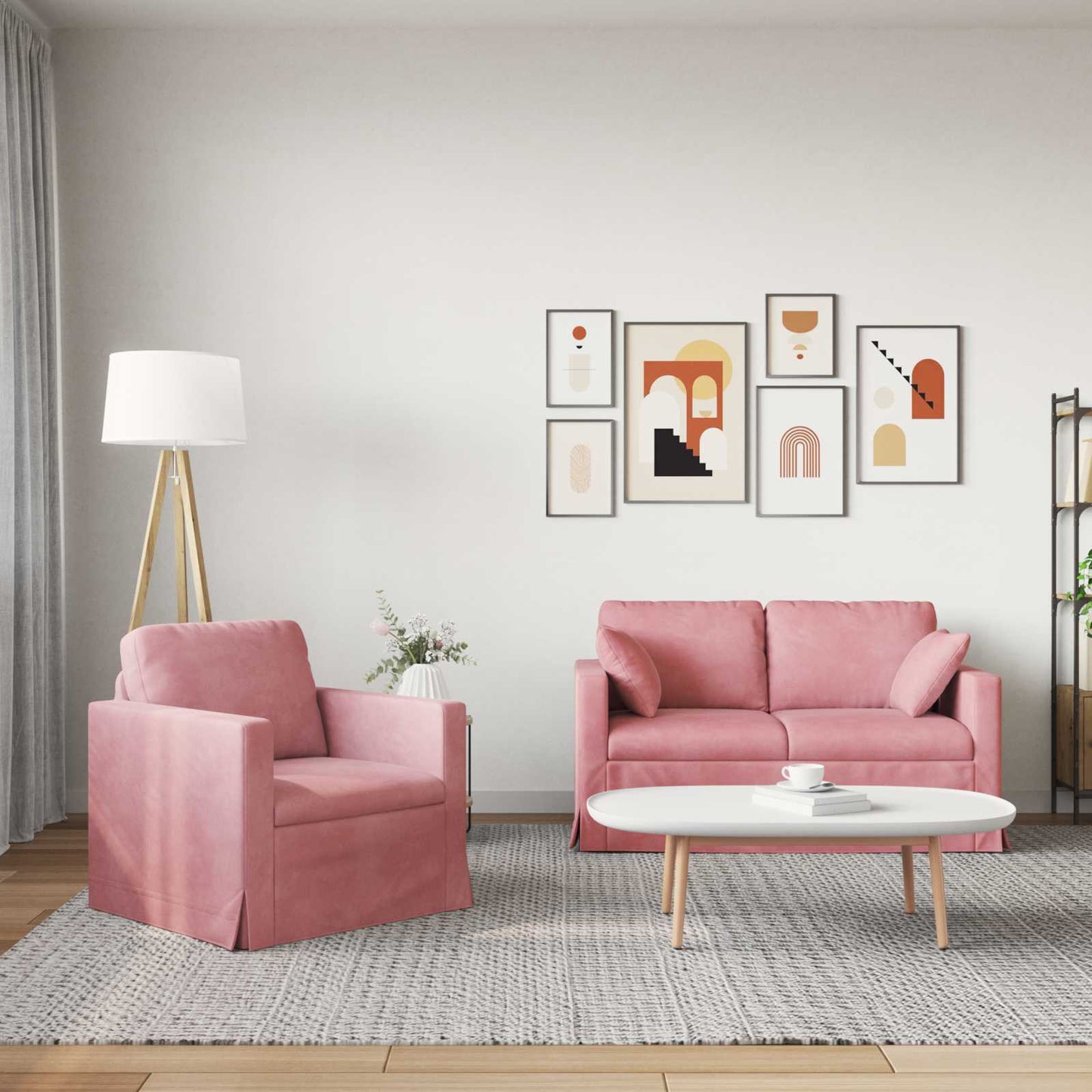 Kanapé Szett 2 pcs Rózsaszín 138 x 78 x 80 cm Bársony