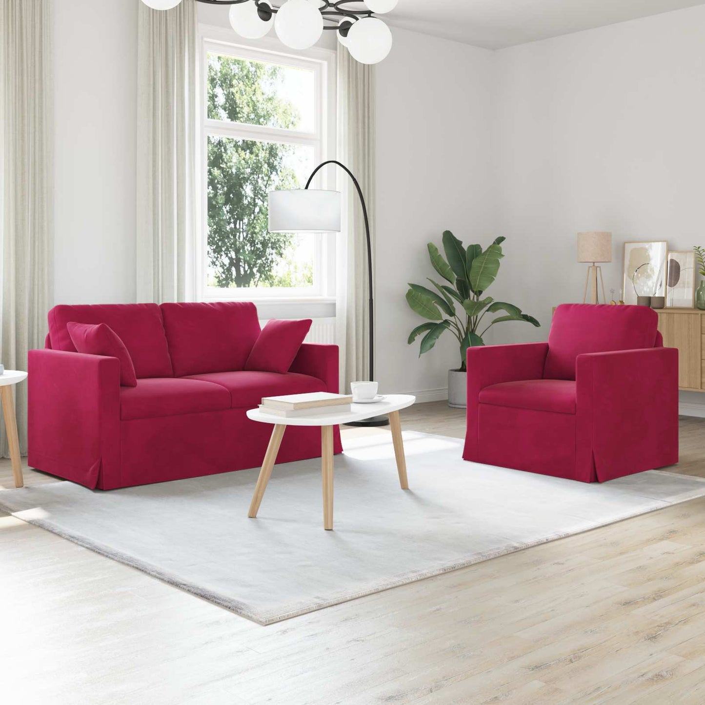 Kanapé Szett 2 pcs Bordó 138 x 78 x 80 cm Bársony