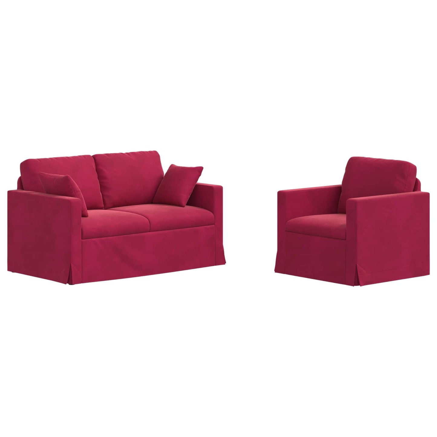 Kanapé Szett 2 pcs Bordó 138 x 78 x 80 cm Bársony