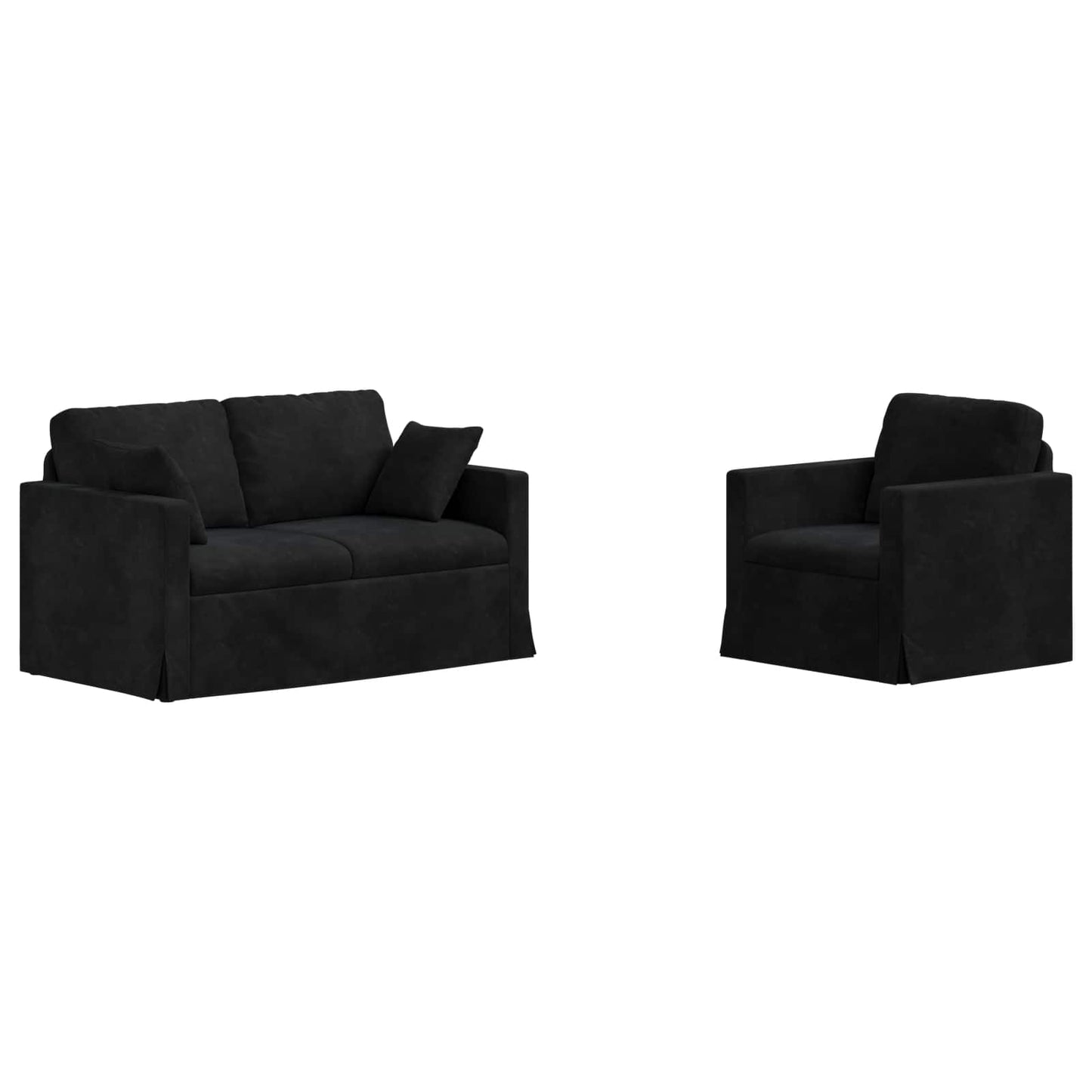 Kanapé Szett 2 pcs Fekete 138 x 78 x 80 cm Bársony