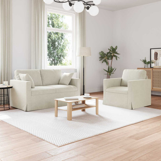 Kanapé Szett 2 pcs Krém 138 x 78 x 80 cm Bársony