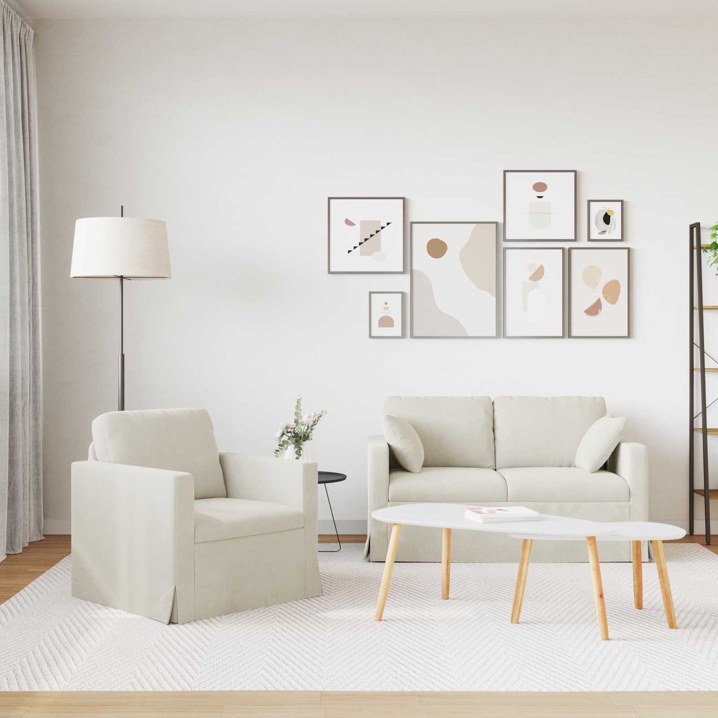 Kanapé Szett 2 pcs Krém 138 x 78 x 80 cm Bársony