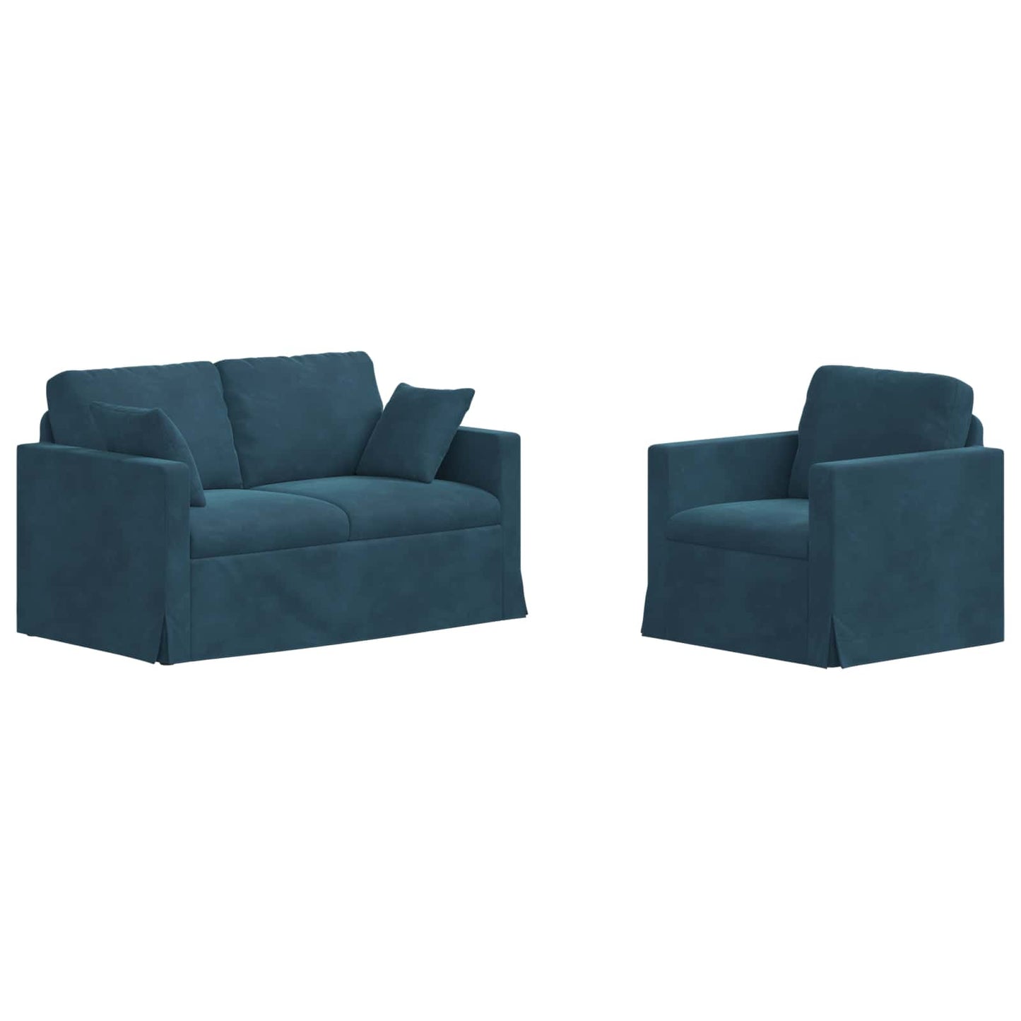 Kanapé Szett 2 pcs Kék 138 x 78 x 80 cm Bársony