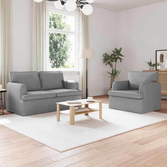Kanapé Szett 2 pcs Világosszürke 144 x 80 x 85 cm szövet
