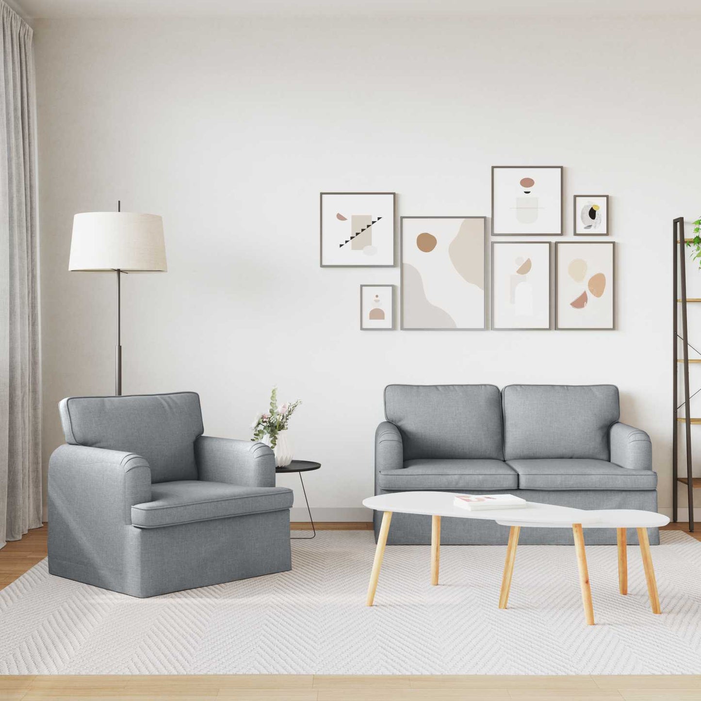 Kanapé Szett 2 pcs Világosszürke 144 x 80 x 85 cm szövet