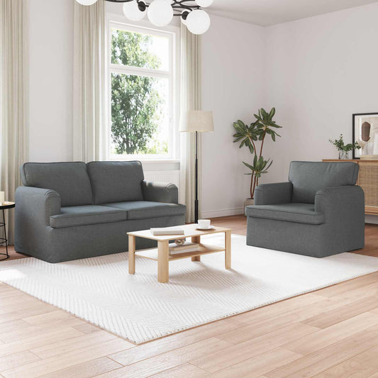 Kanapé Szett 2 pcs Sötétszürke 144 x 80 x 85 cm szövet