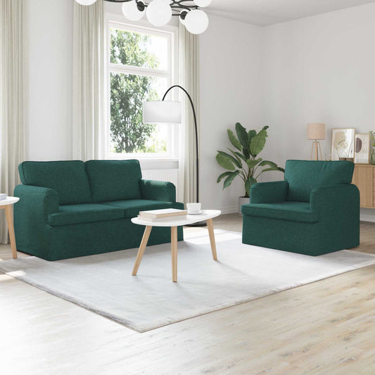 Kanapé Szett 2 pcs Sötétzöld 144 x 80 x 85 cm szövet