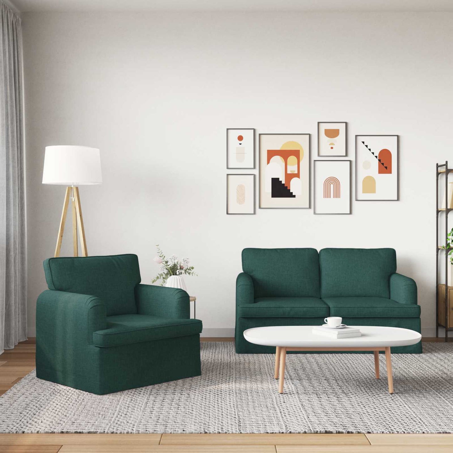 Kanapé Szett 2 pcs Sötétzöld 144 x 80 x 85 cm szövet