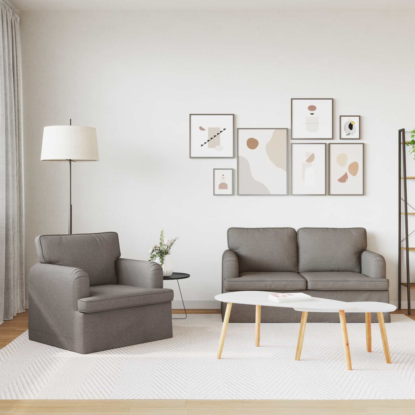 Kanapé Szett 2 pcs Tópszínű 144 x 80 x 85 cm szövet