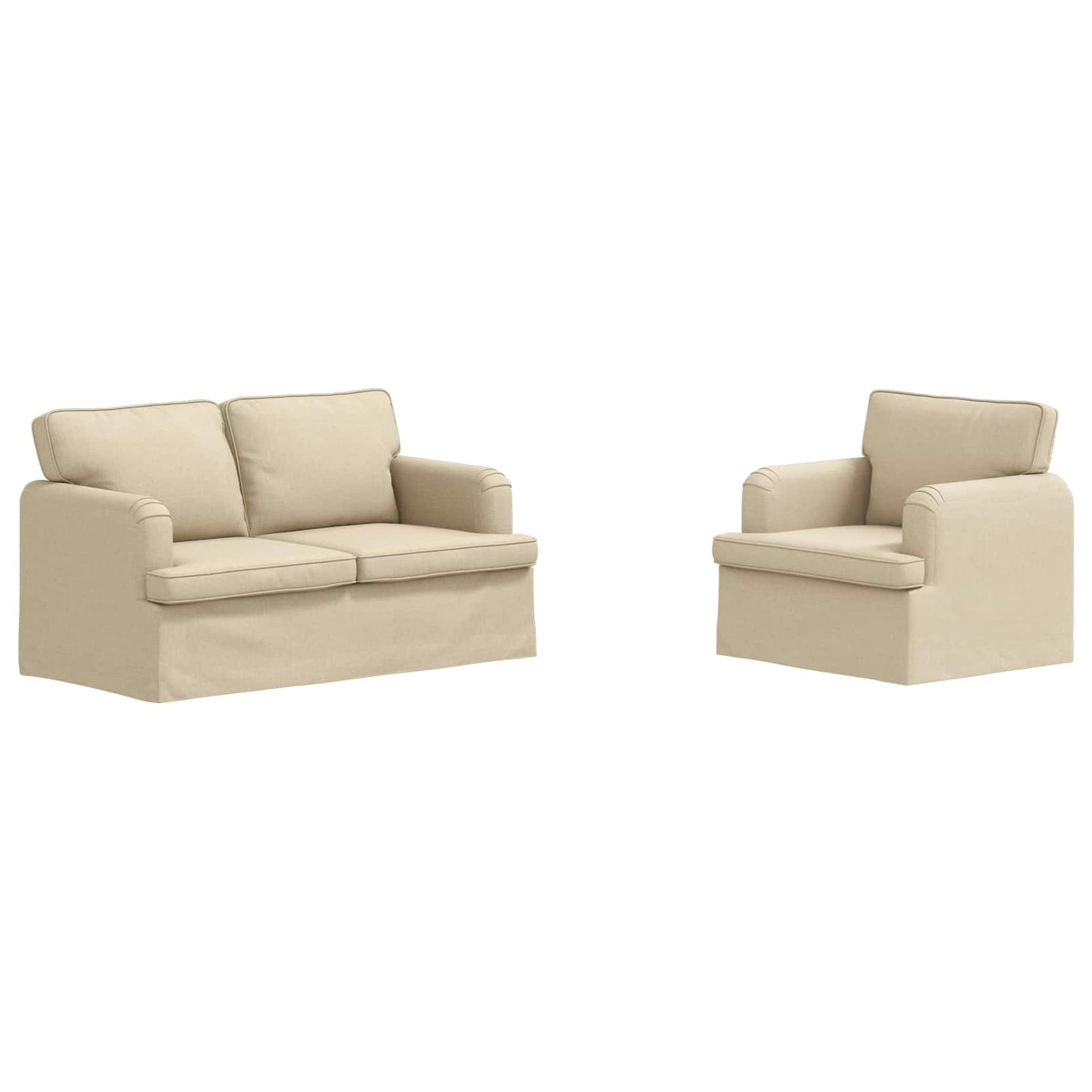 Kanapé Szett 2 pcs Krém 144 x 80 x 85 cm szövet