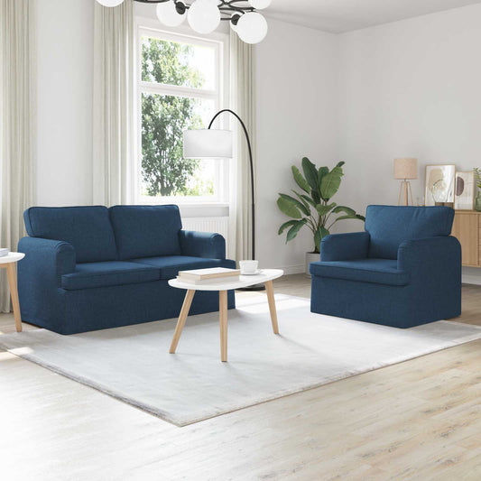 Kanapé Szett 2 pcs Kék 144 x 80 x 85 cm szövet