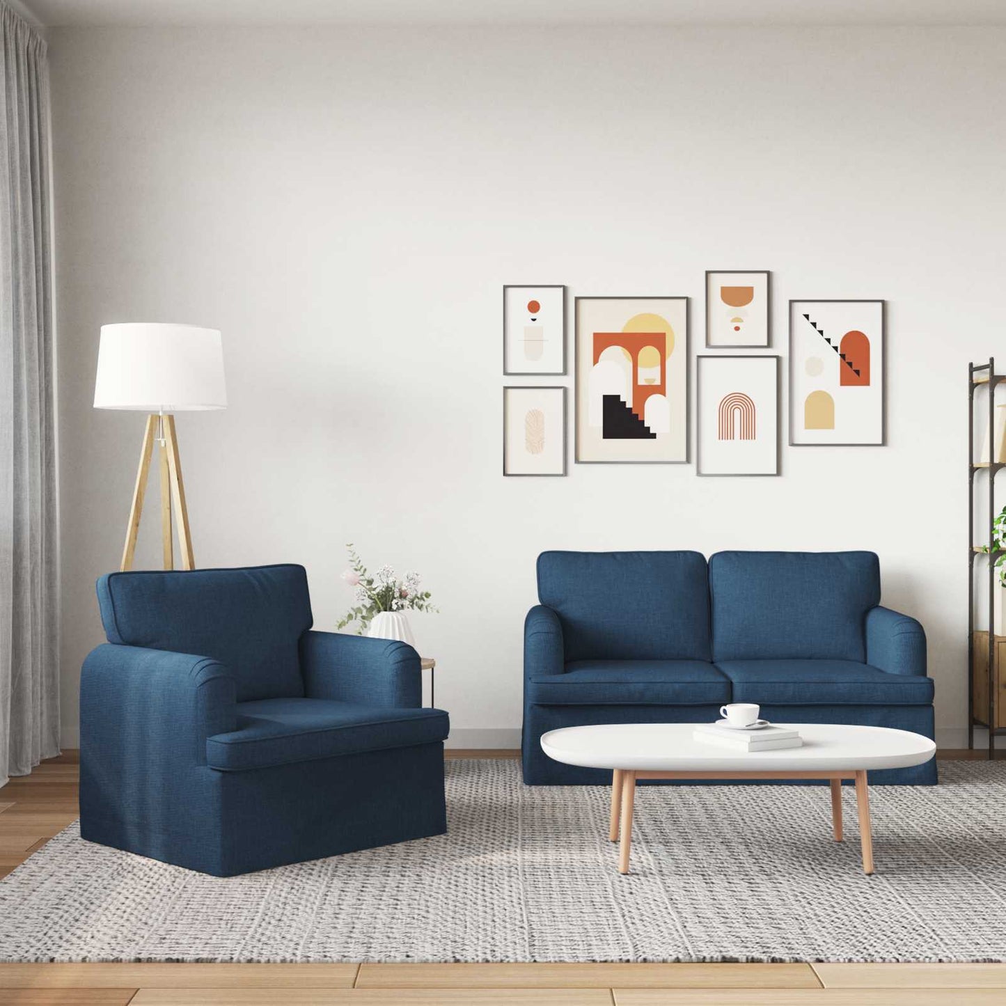 Kanapé Szett 2 pcs Kék 144 x 80 x 85 cm szövet