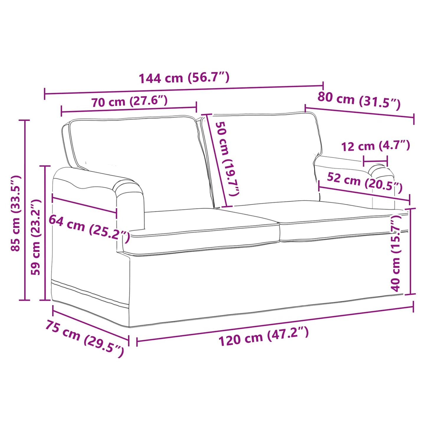 Kanapé Szett 2 pcs Kék 144 x 80 x 85 cm szövet