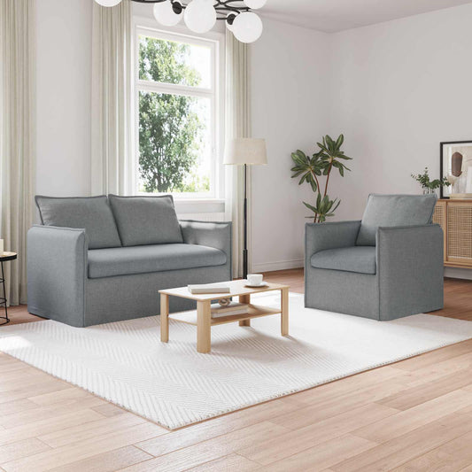 Kanapé Szett 2 pcs Világosszürke 136 x 82 x 85 cm Szövet