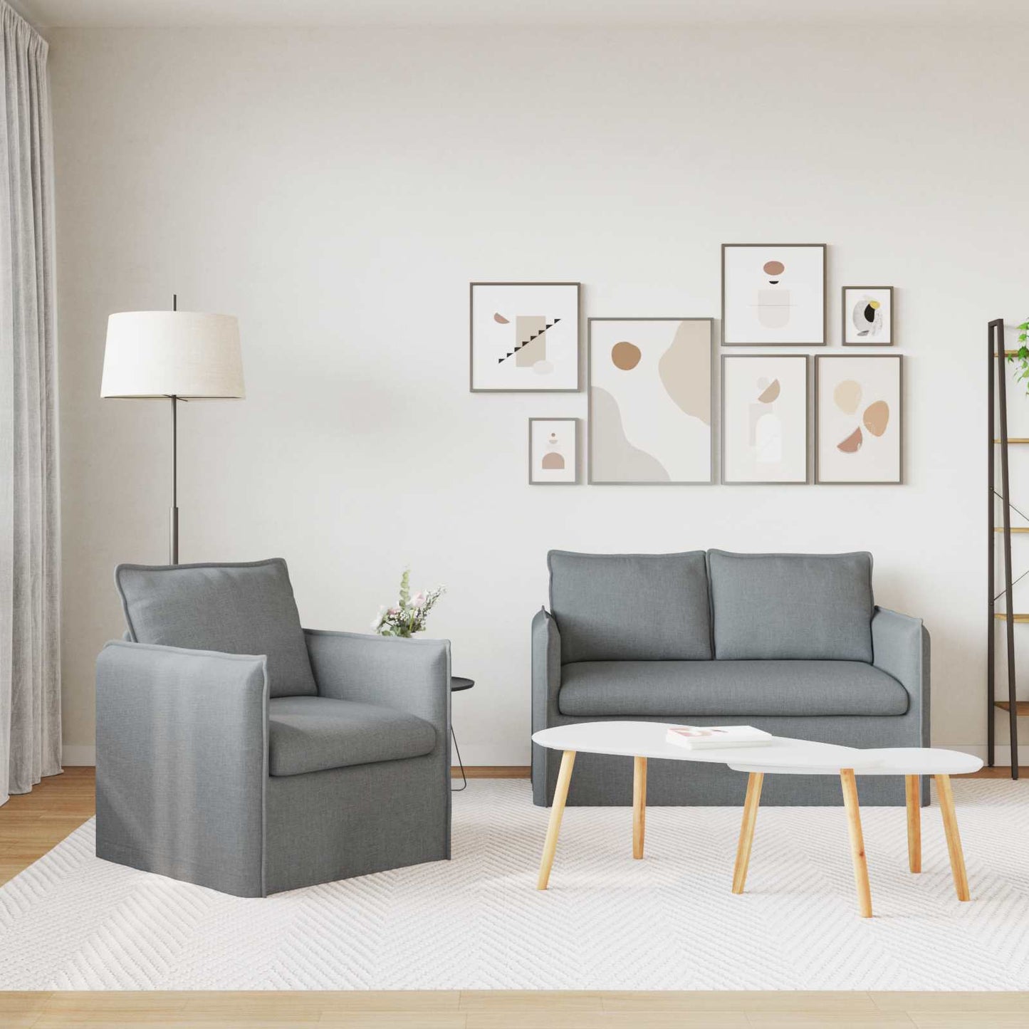 Kanapé Szett 2 pcs Világosszürke 136 x 82 x 85 cm Szövet