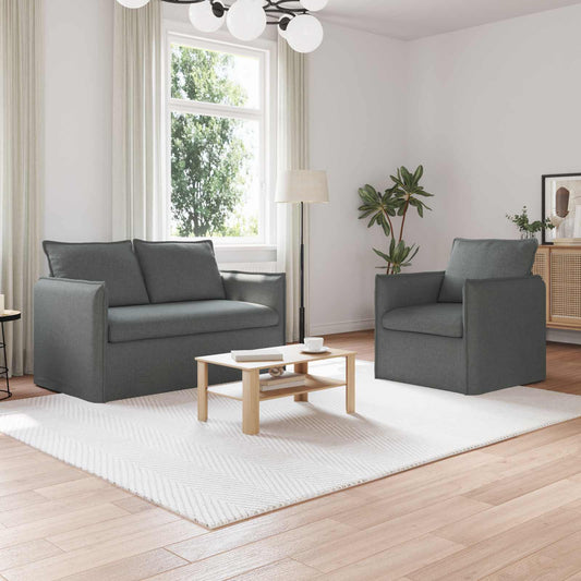 Kanapé Szett 2 pcs Sötétszürke 136 x 82 x 85 cm Szövet